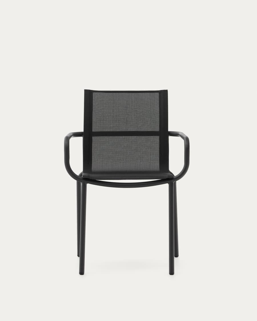 Galdana stackable outdoor chair made of aluminum with a dark grey painted finish