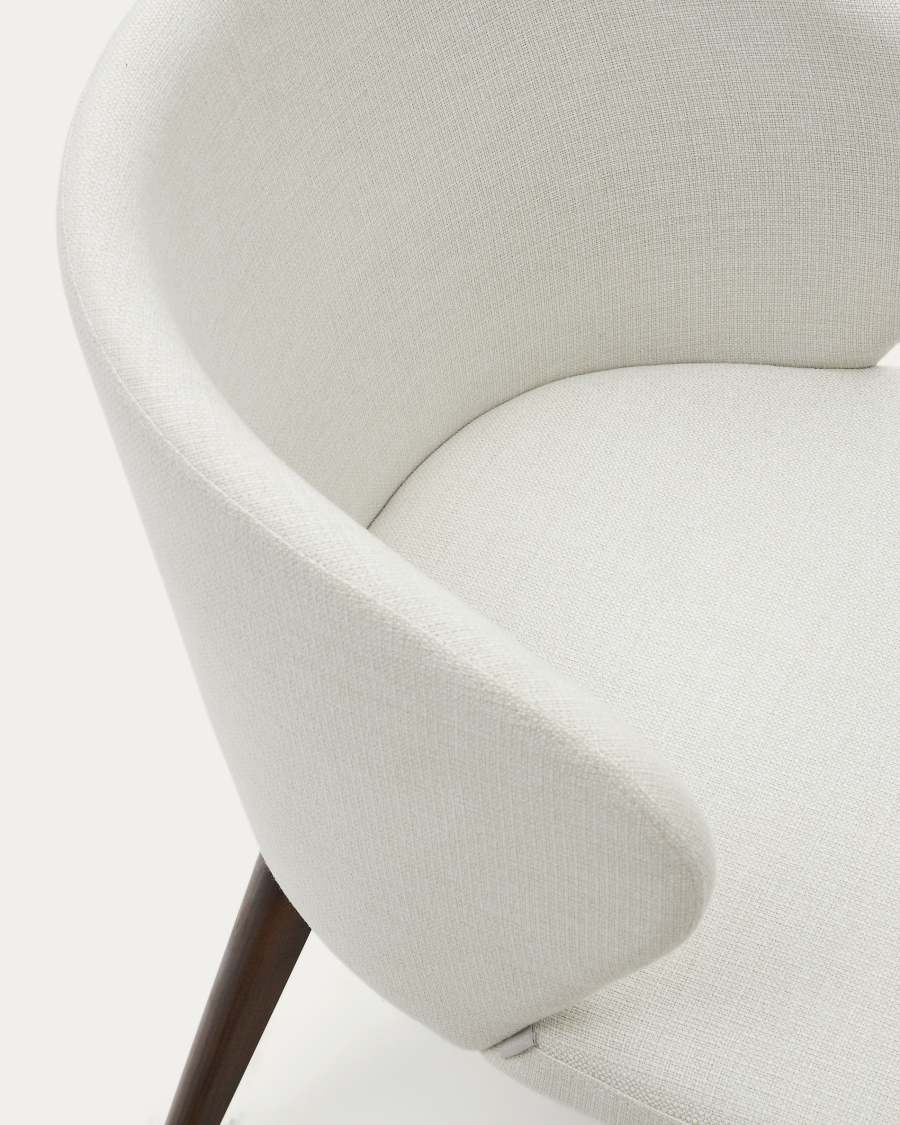 Darice chair in beige chenille and solid beech wood in a walnut finish FSC 100%