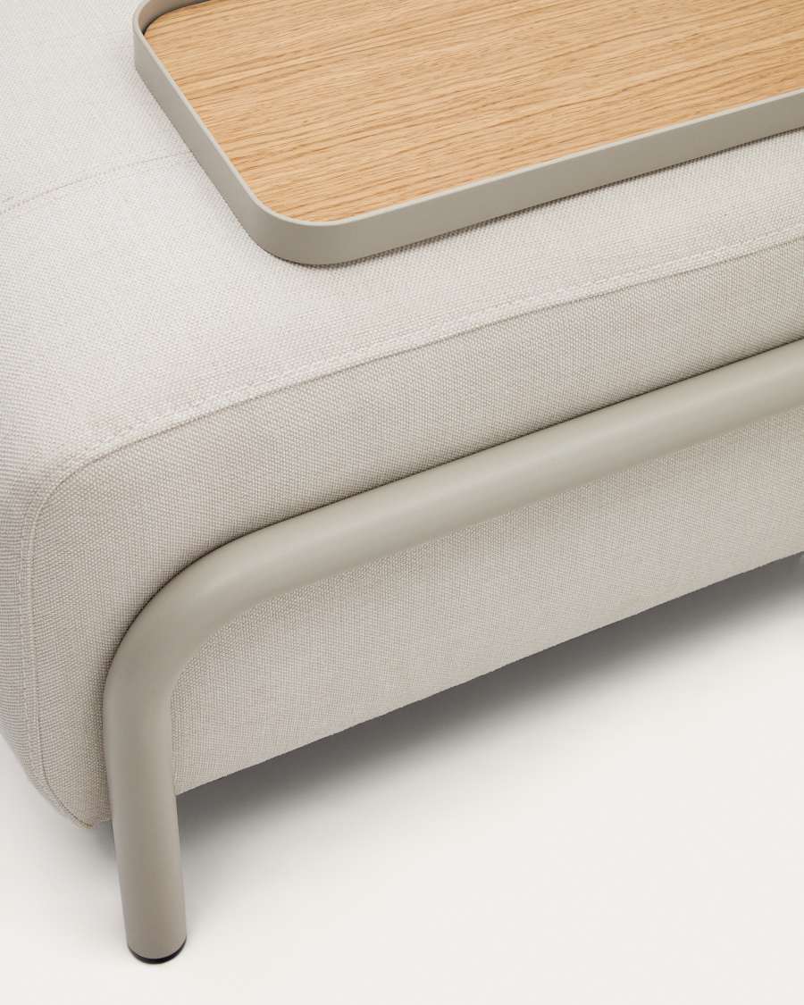 Small Compo tray in oak veneer with natural finish and beige metal structure