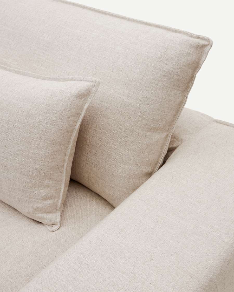 Anarela 3 seater sofa with removable covers and beige linen cushions, 280 cm