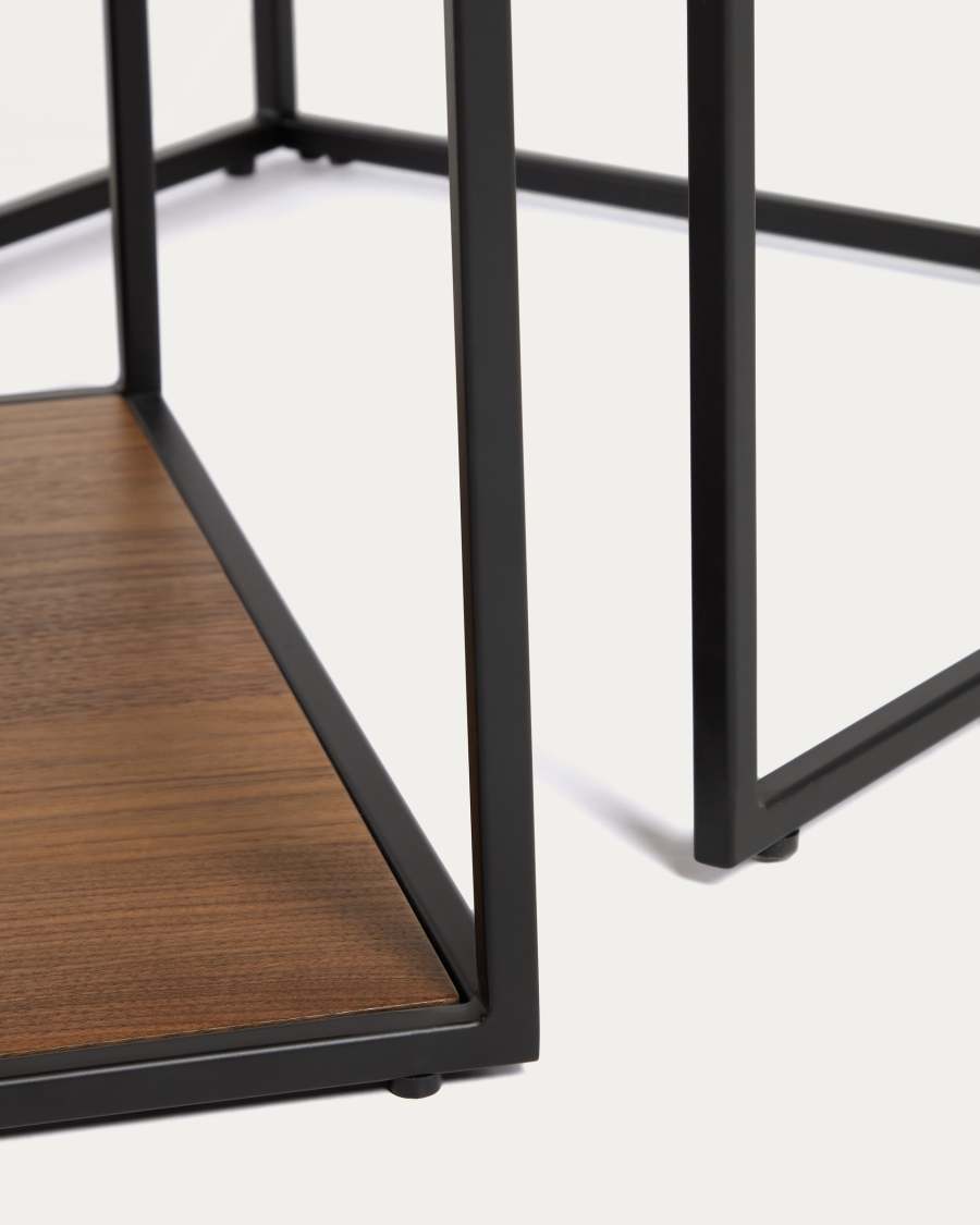 Yoana set of 2 nesting coffee tables with walnut veneer and black painted metal structure