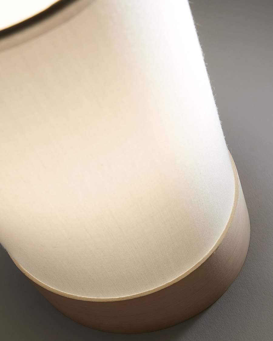 Slat table lamp in cotton and beech wood UK adapter