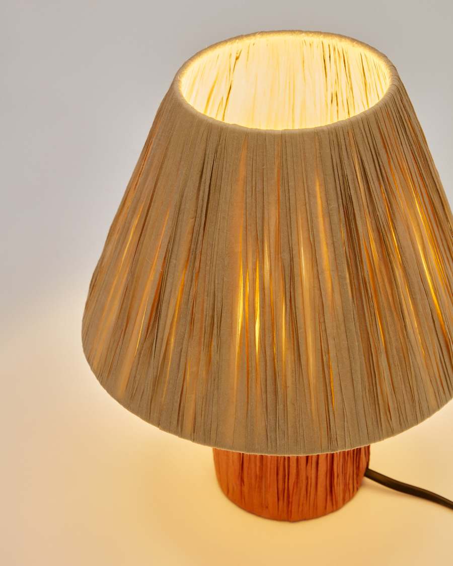 Pulmi table lamp in natural and terracotta raffia UK adapter