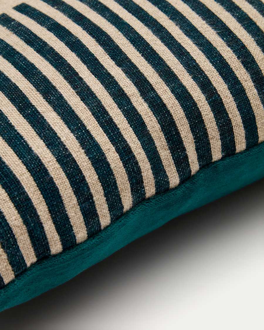 Κάλυμμα μαξιλαριού Mikayla, λινό και βαμβάκι, με τύπωμα, βελούδινο πράσινο και φυσικό, 30x50εκ