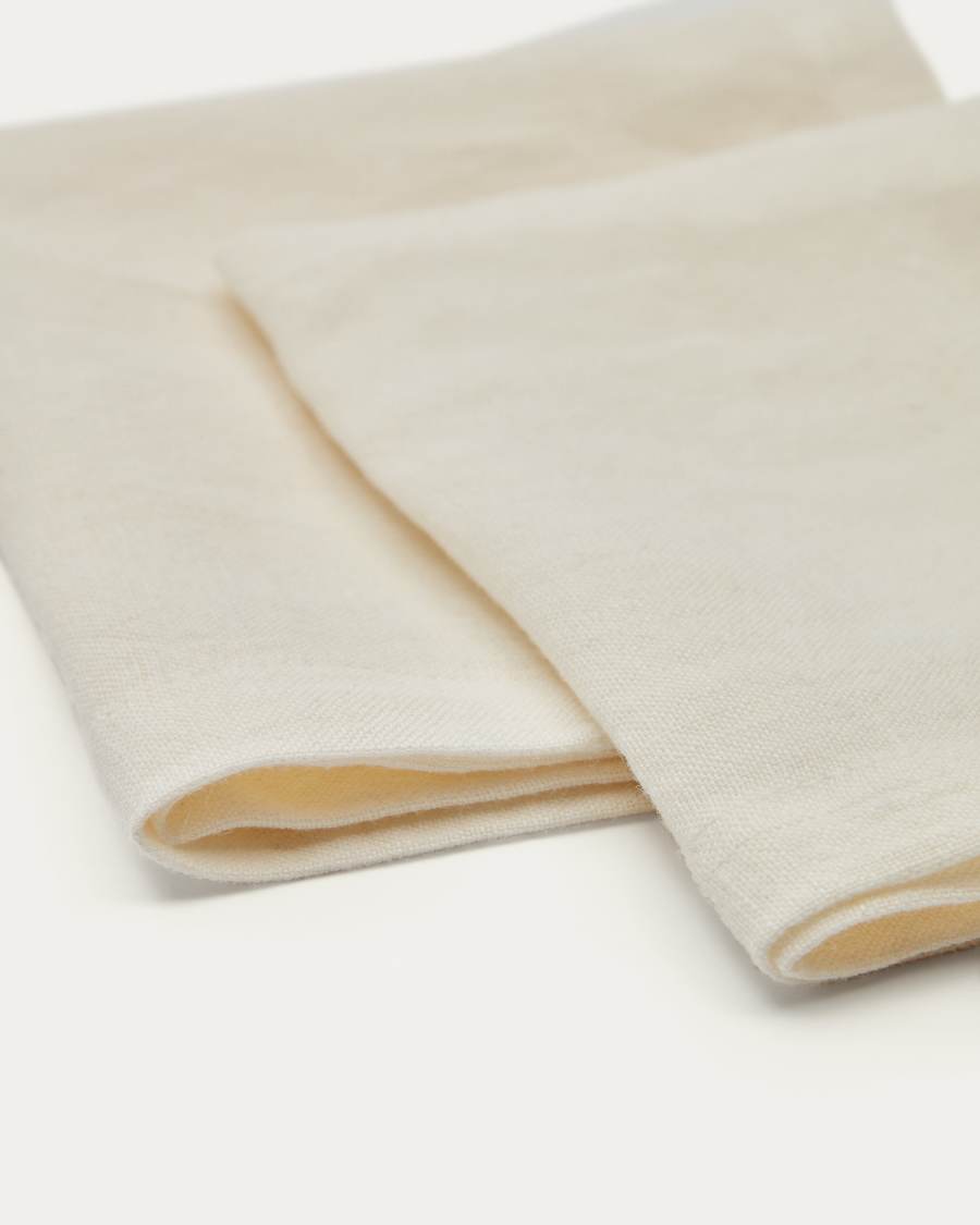 Pals de 2 serviettes, 100% white linen