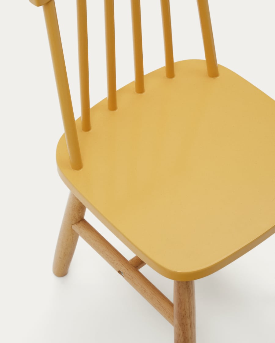 Tressia kids chair in solid rubber wood with mustard and natural finish