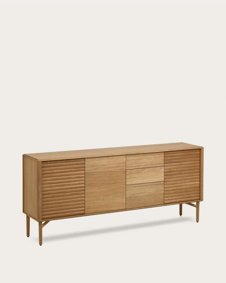 Lenon oak wood and veneer sideboard with 3 doors & 3 drawers, 200 x 86 cm FSC MIX Credit