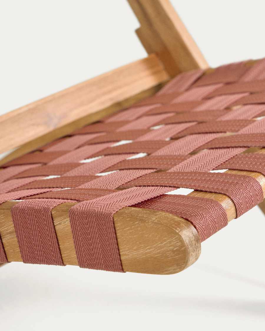 Πτυσσόμενη καρέκλα Chabeli, ξύλο ακακίας και κορδόνι τερακότα FSC 100%