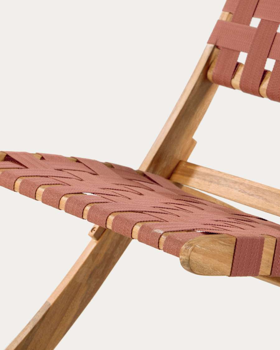 Πτυσσόμενη καρέκλα Chabeli, ξύλο ακακίας και κορδόνι τερακότα FSC 100%