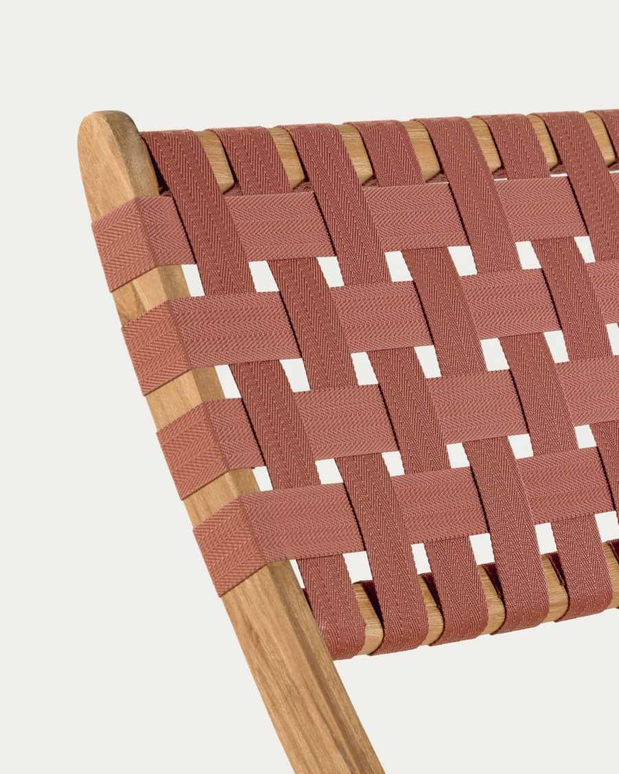 Πτυσσόμενη καρέκλα Chabeli, ξύλο ακακίας και κορδόνι τερακότα FSC 100%