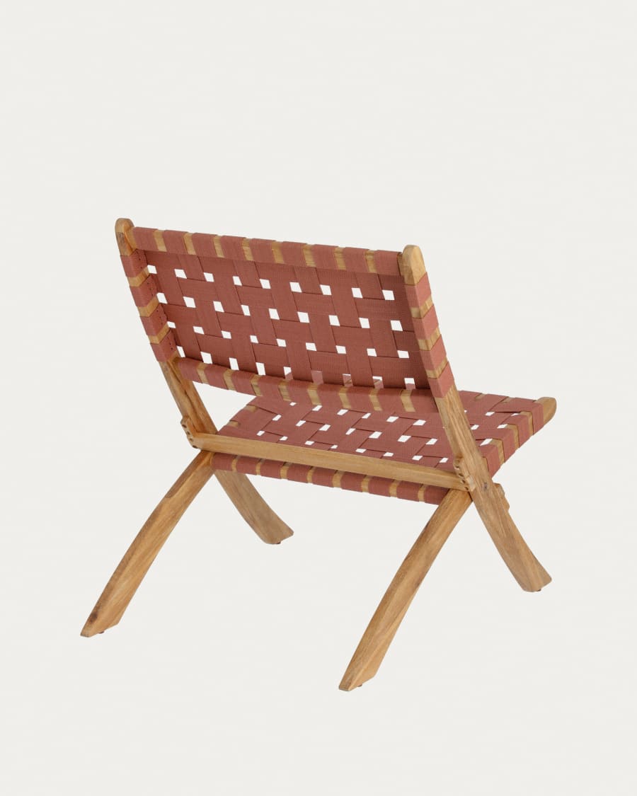 Πτυσσόμενη καρέκλα Chabeli, ξύλο ακακίας και κορδόνι τερακότα FSC 100%