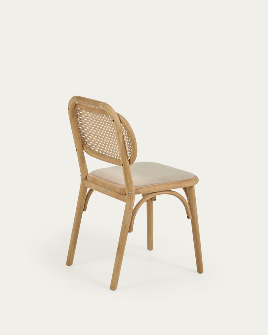 Doriane solid oak chair with natural finish and upholstered seat FSC Mix Credit