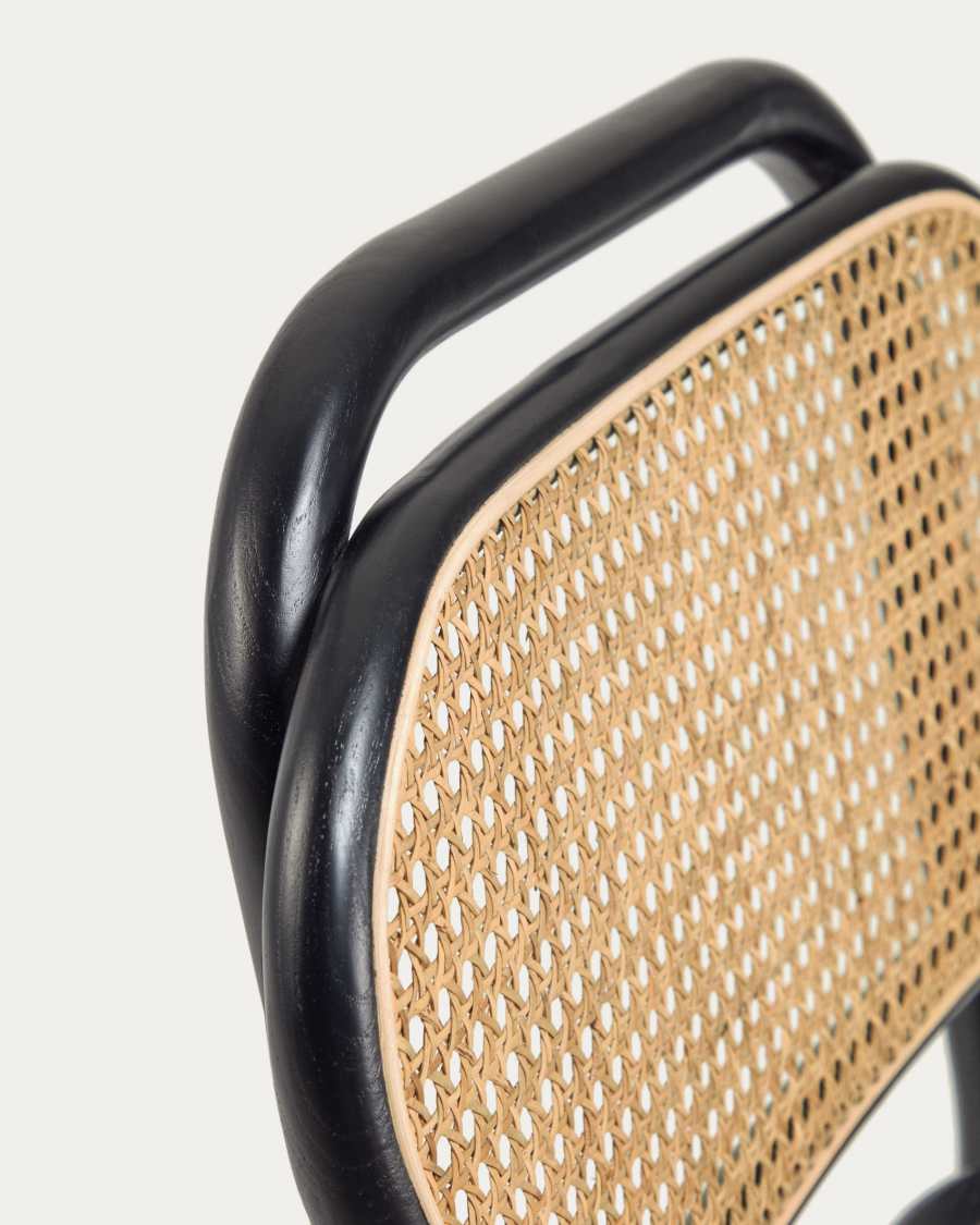 Doriane solid elm chair with black lacquer and upholstered seat