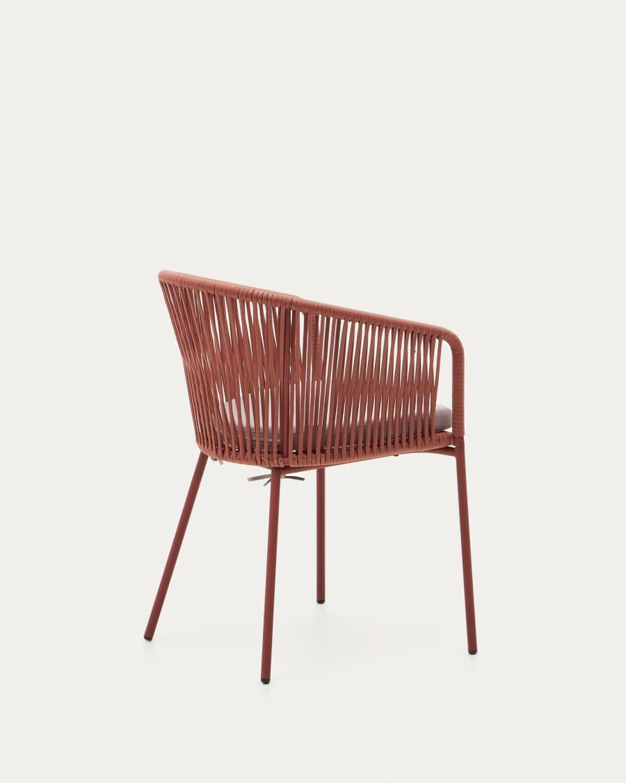 Yanet terracotta rope chair with galvanised steel legs