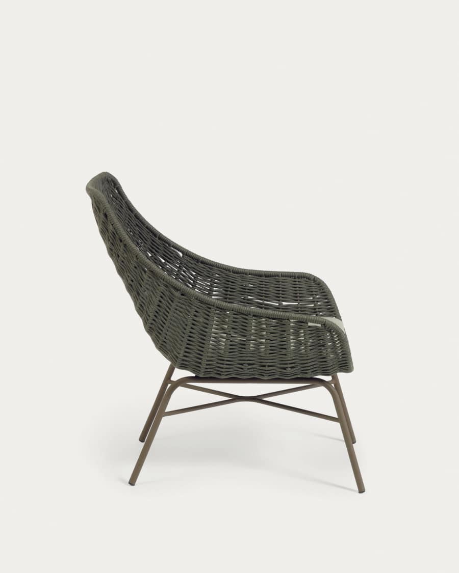 Fauteuil Abeli en corde verte et pieds en acier galvanisé