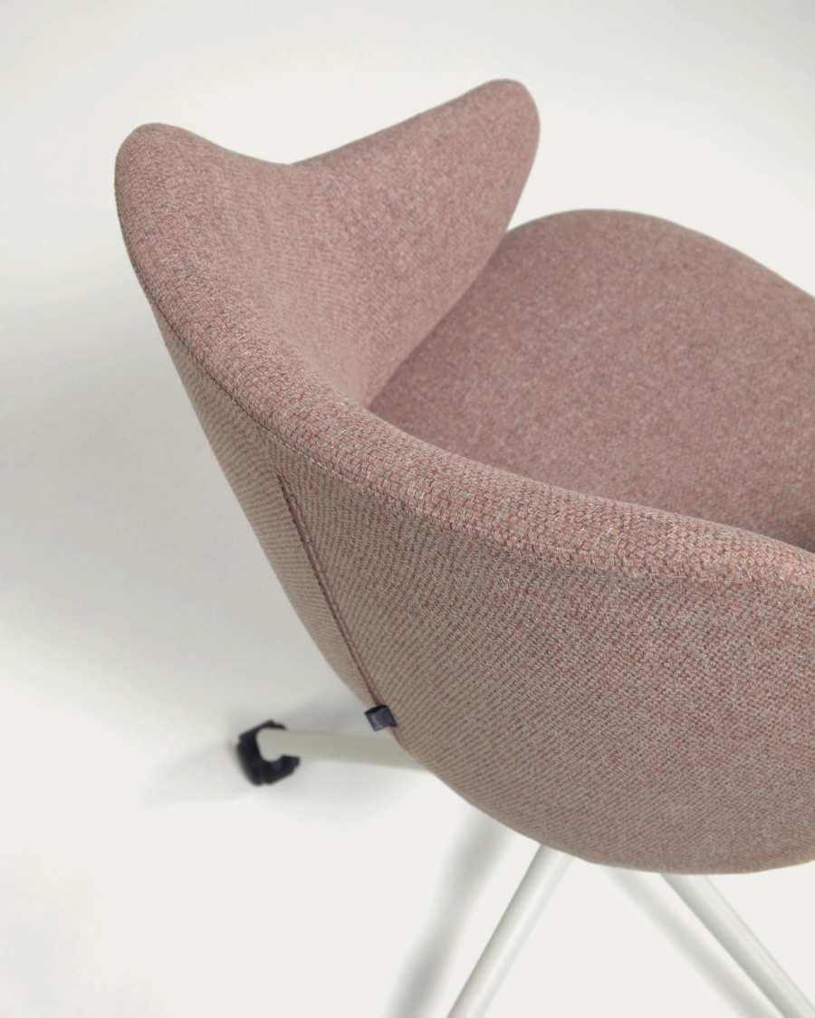 Einara pink office chair and legs made of steel in matt white