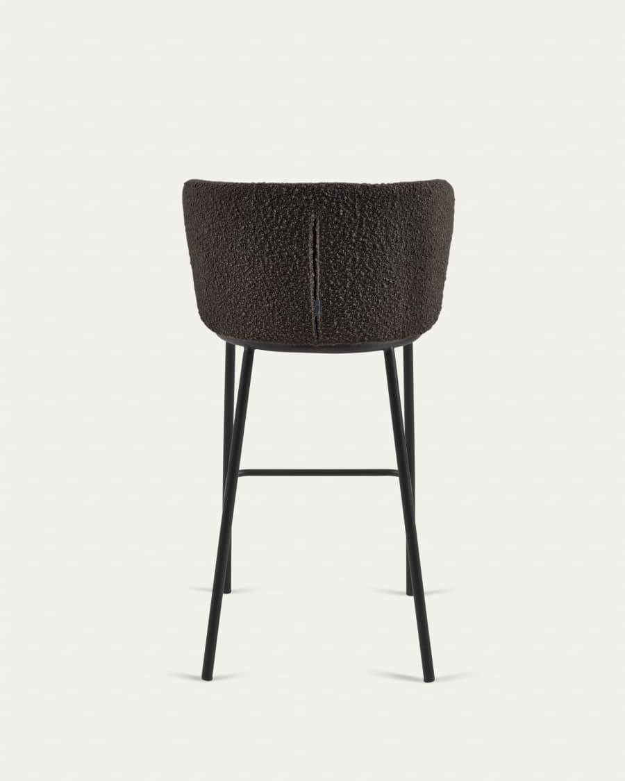 Sgabello Ciselia in tessuto boucle nero e gambe in acciaio nero altezza 75 cm FSC Mix Credit