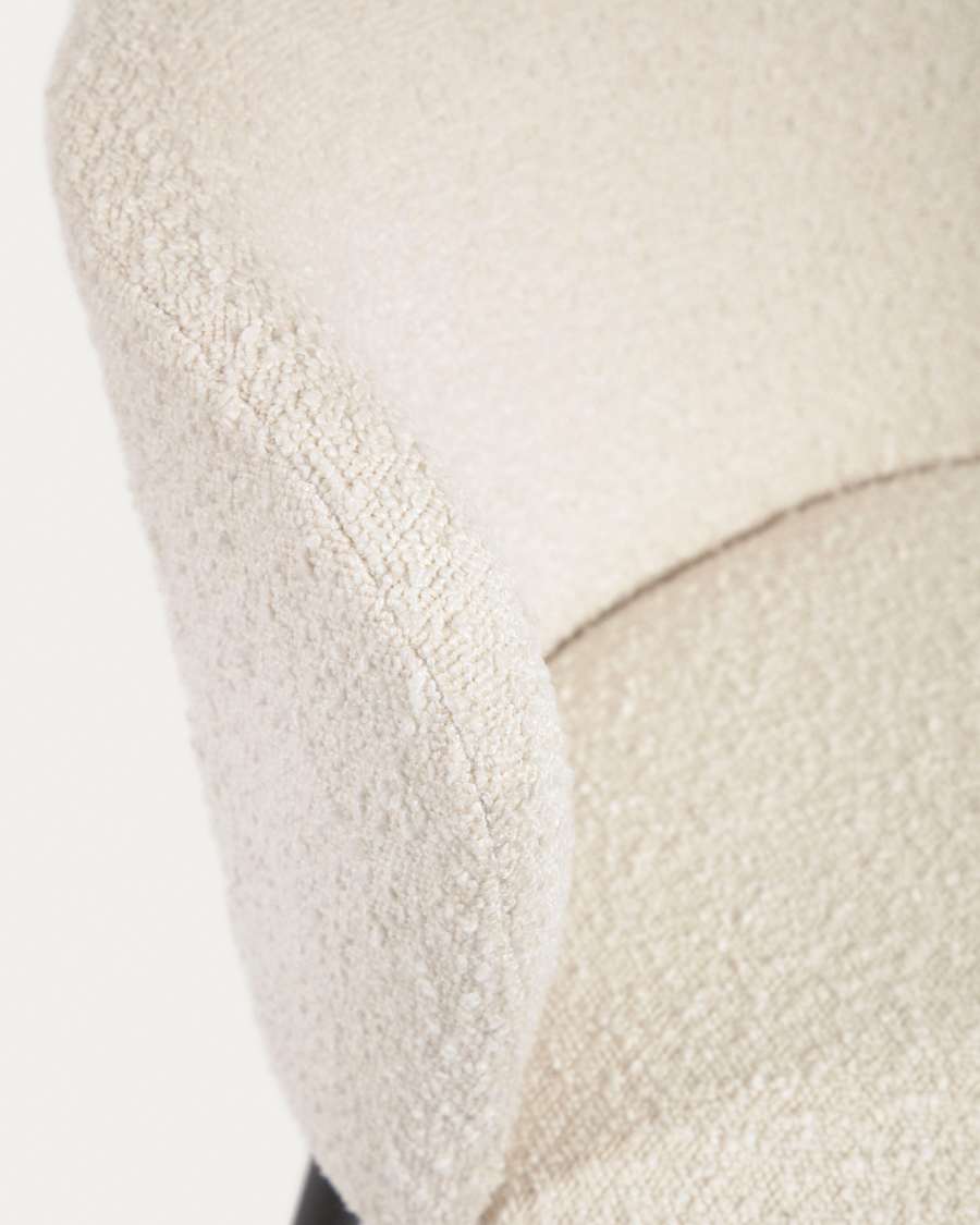 Sgabello Ciselia tessuto bouclé bianco e gambe in acciaio nero altezza 75 cm FSC Mix Credit