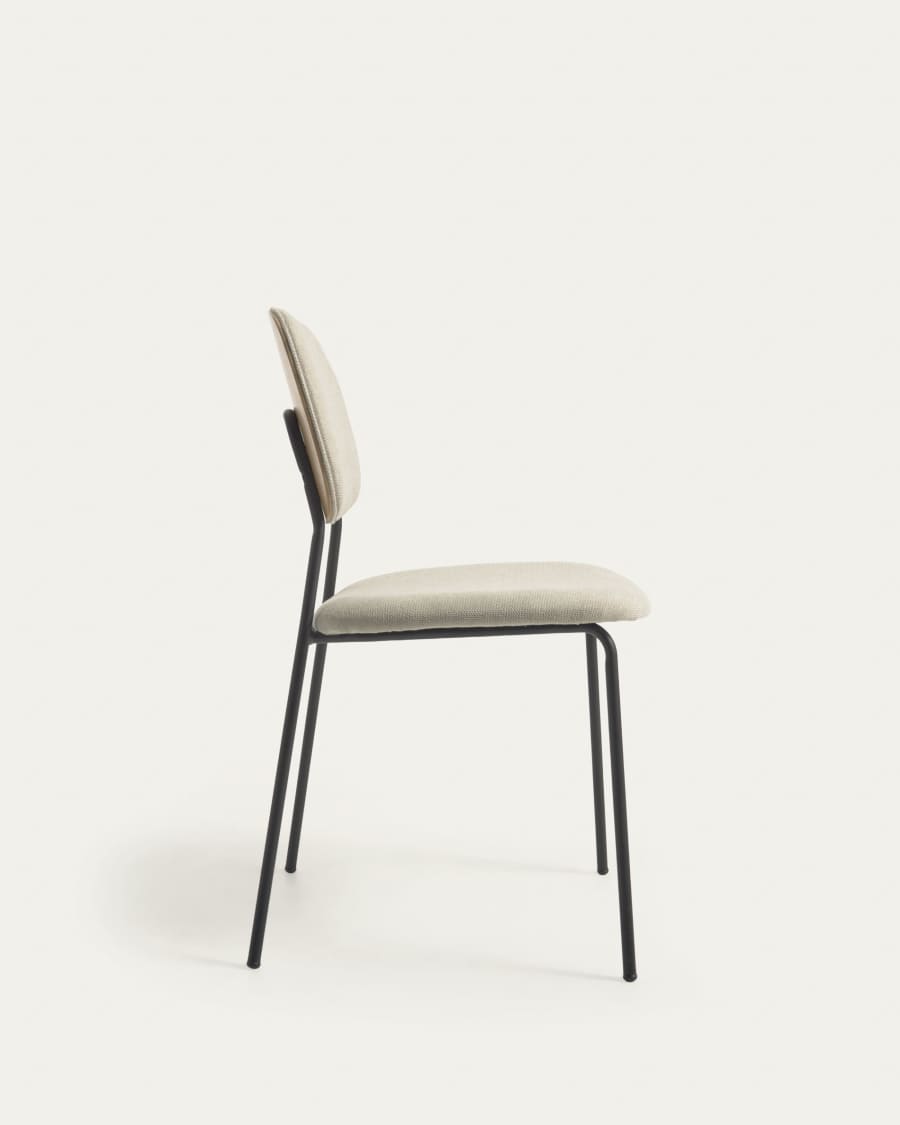 Benilda stackable beige chair with oak veneer and steel with black finish FSC Mix Credit
