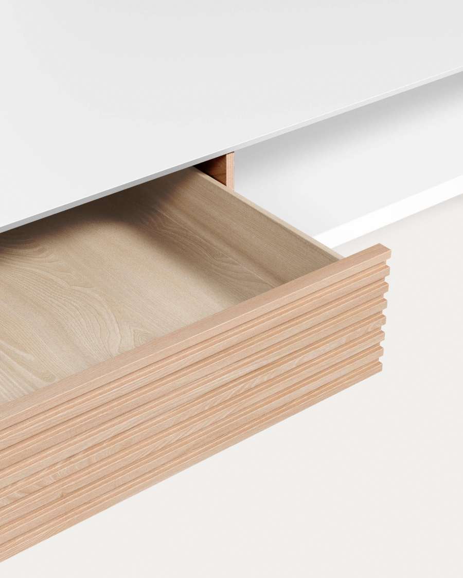 Marielle coffee table made from ash wood with white lacquer 124 x 70 cm