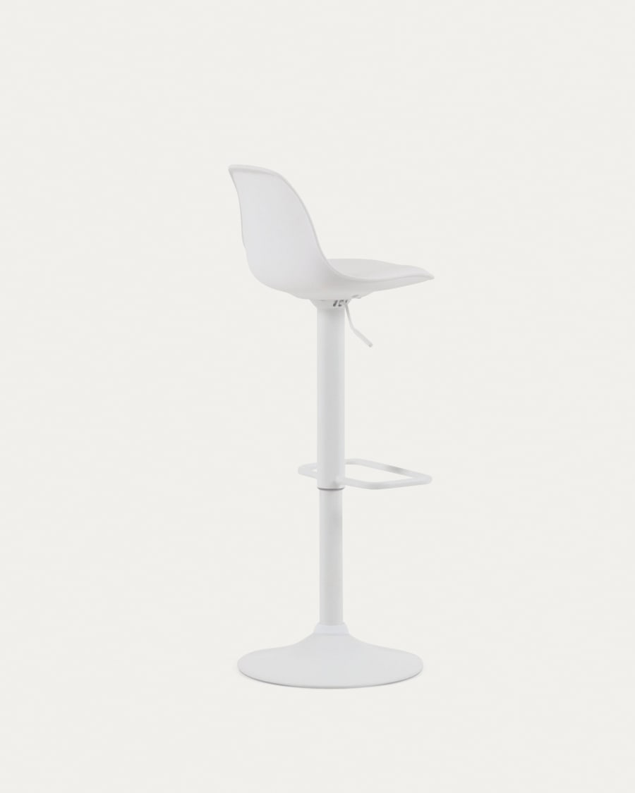 Orlando-T barstool white synthetic leather and matt white steel 60-82 cm
