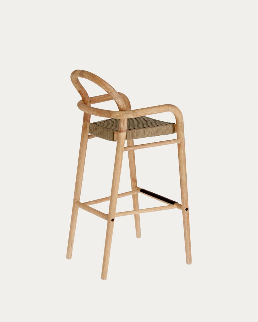 Sheryl stool made from solid eucalyptus and beige cord 79 cm FSC 100%