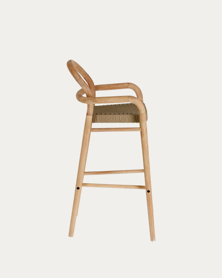 Sheryl stool made from solid eucalyptus and beige cord 79 cm FSC 100%
