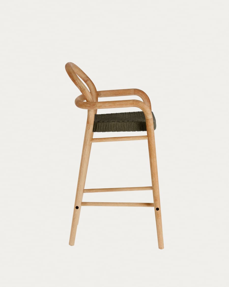 Sheryl stool made from solid eucalyptus and green cord 69 cm FSC 100%