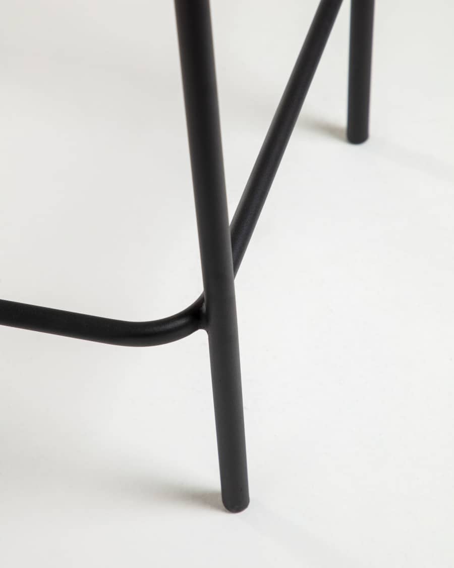 Lambton stool in grey rope and black finish steel 62 cm
