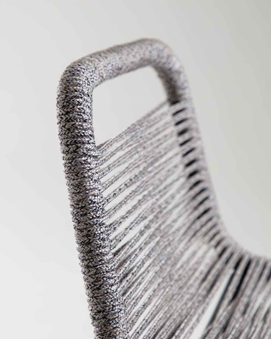 Lambton stool in grey rope and black finish steel 62 cm