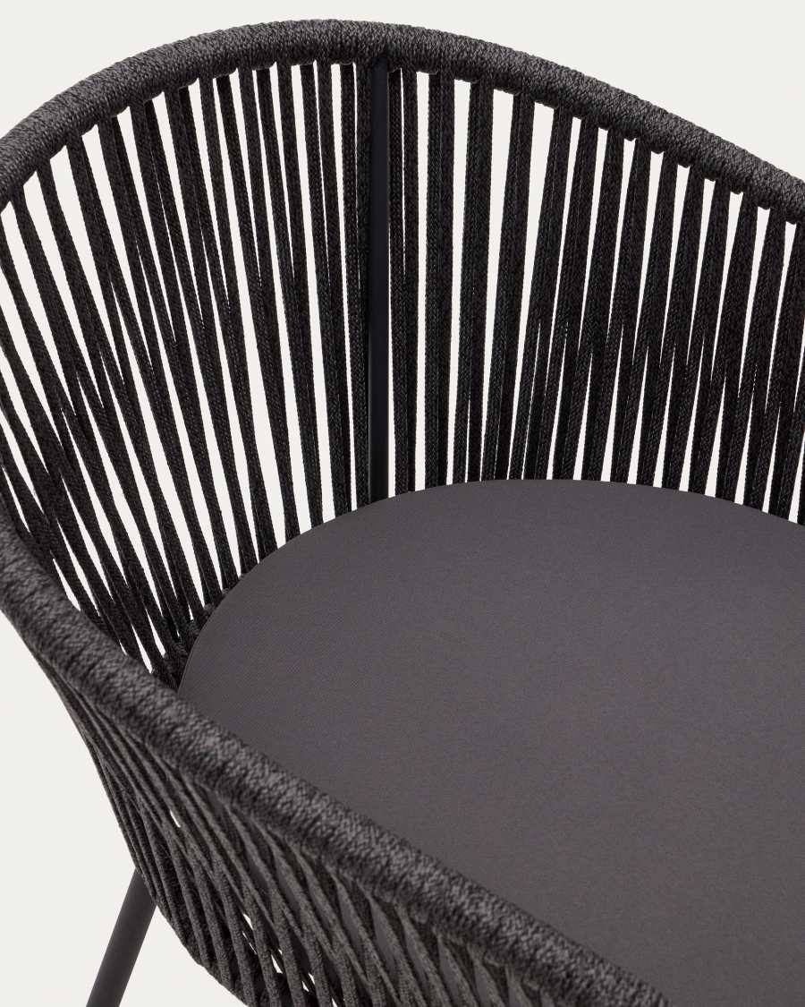 Yanet black rope chair with galvanised steel legs