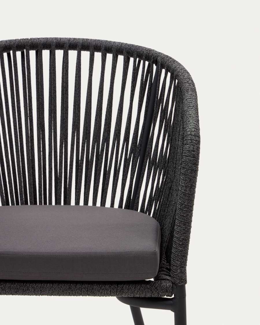 Yanet black rope chair with galvanised steel legs