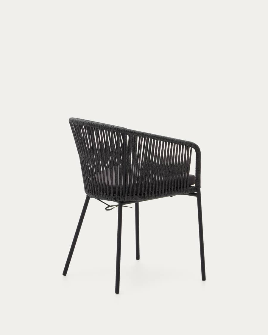 Yanet black rope chair with galvanised steel legs