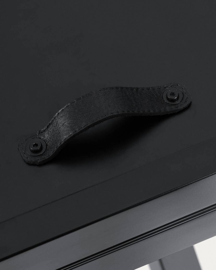 Tavolo rotondo allungabile Vashti in vetro e gambe in acciaio finitura nera Ø 120 (160) cm