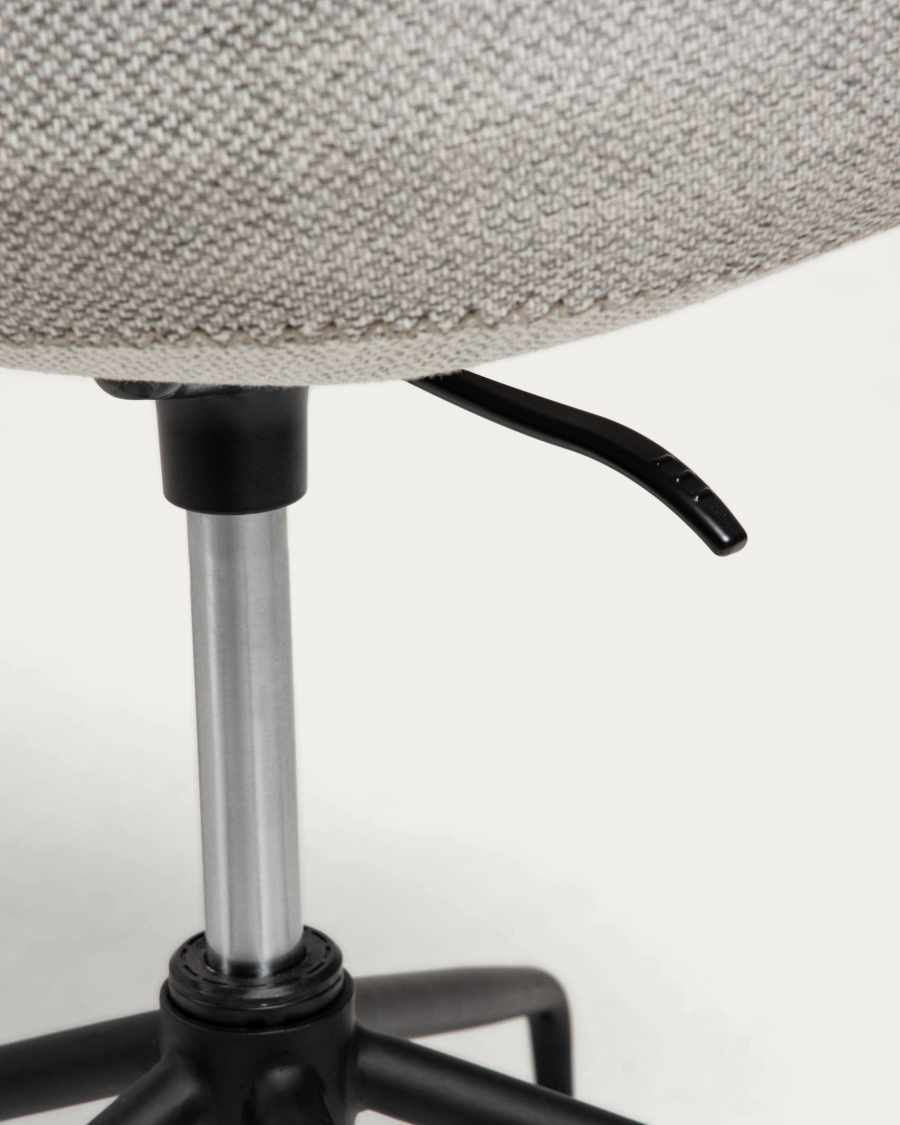 Yvette Schreibtischstuhl in Hellgrau mit schwarzen Stahlbeinen