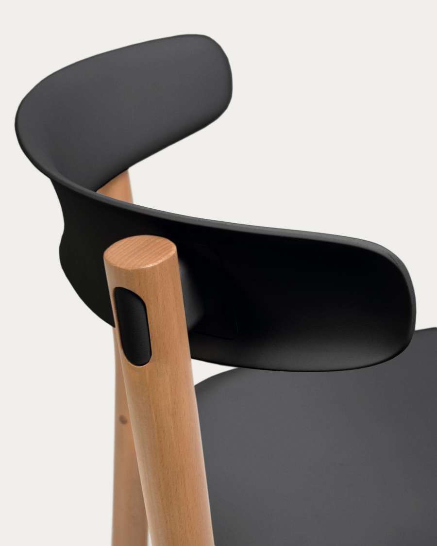 Santina solid beech stackable chair in black