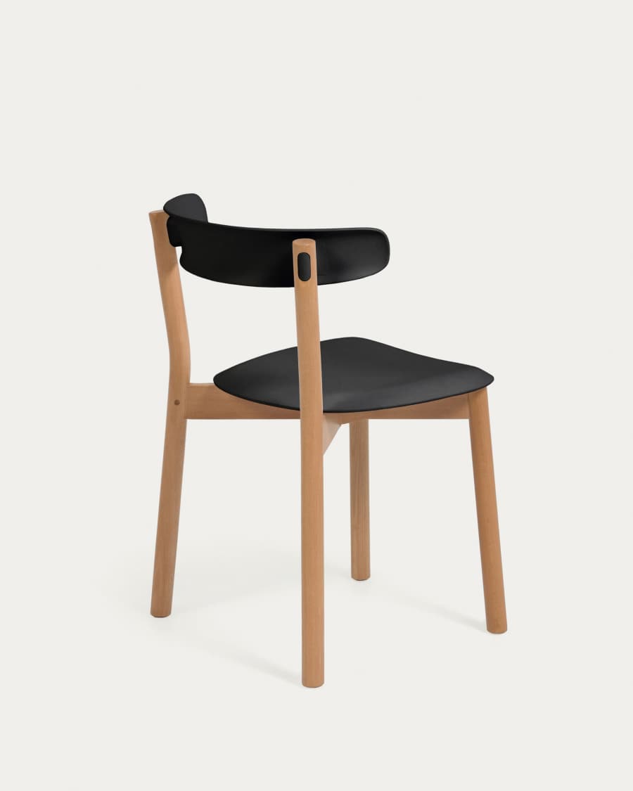 Santina solid beech stackable chair in black