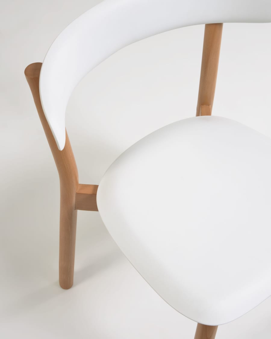 Santina beech wood stackable chair in white