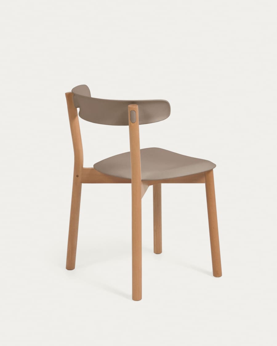 Santina beech wood stackable chair in brown