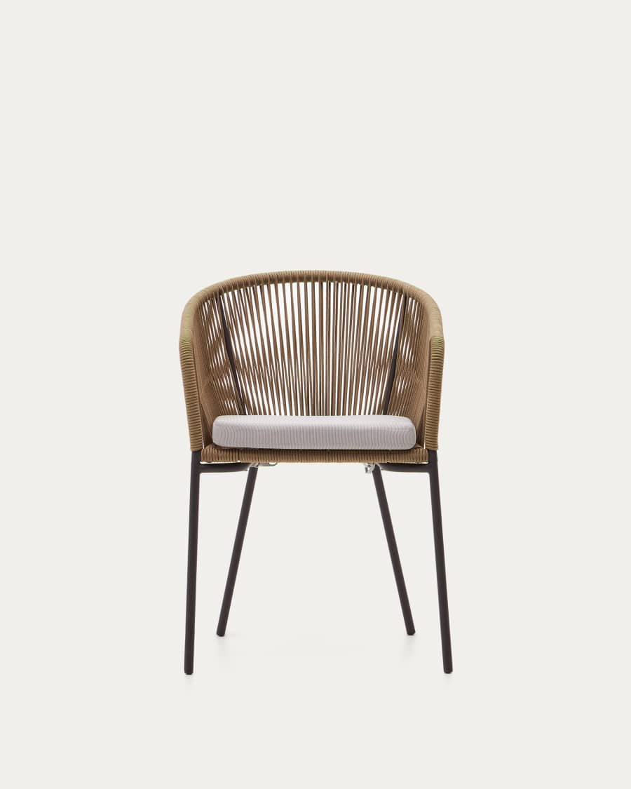Yanet beige rope chair with galvanised steel legs