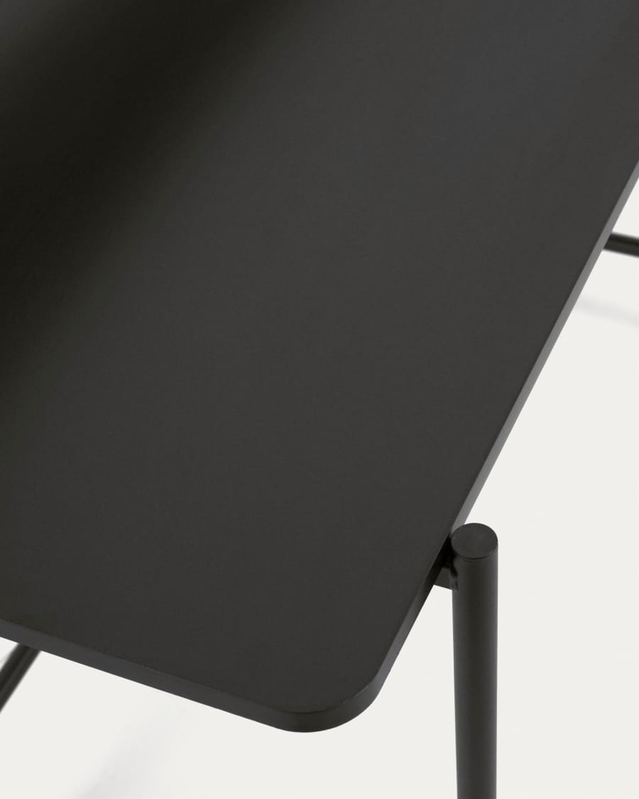 Galatia black melamine table with metal legs in black finish 120 x 60 cm