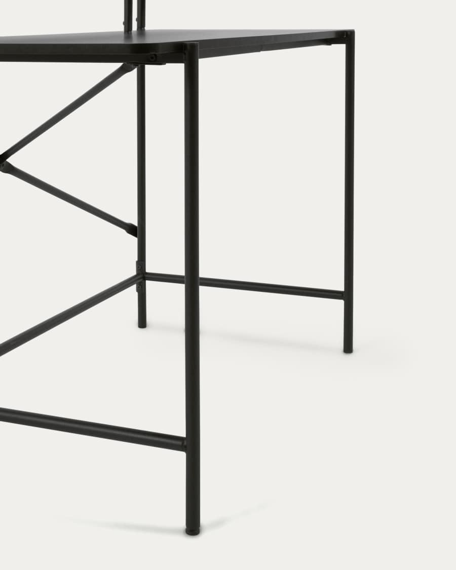 Galatia black melamine table with metal legs in black finish 120 x 60 cm