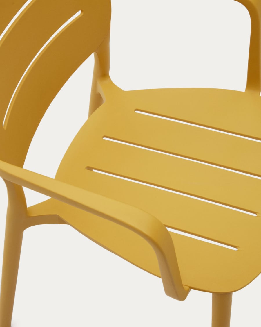 Morella stackable outdoor chair in mustard