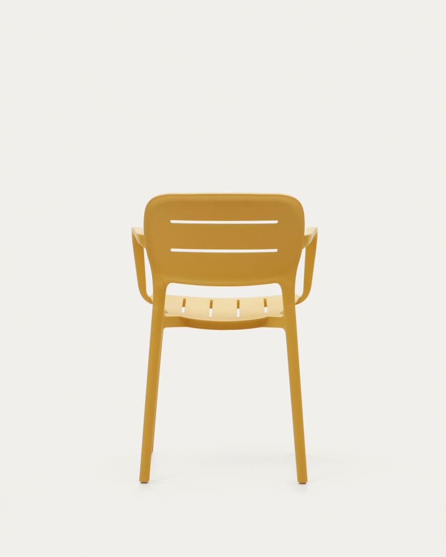 Morella stackable outdoor chair in mustard