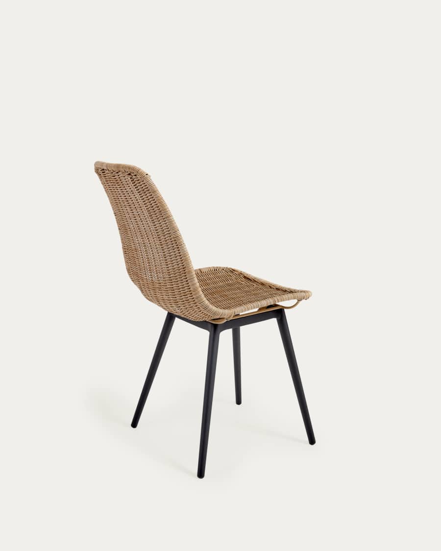 Equal outdoor chair in synthetic rattan with aluminium legs in a black finish