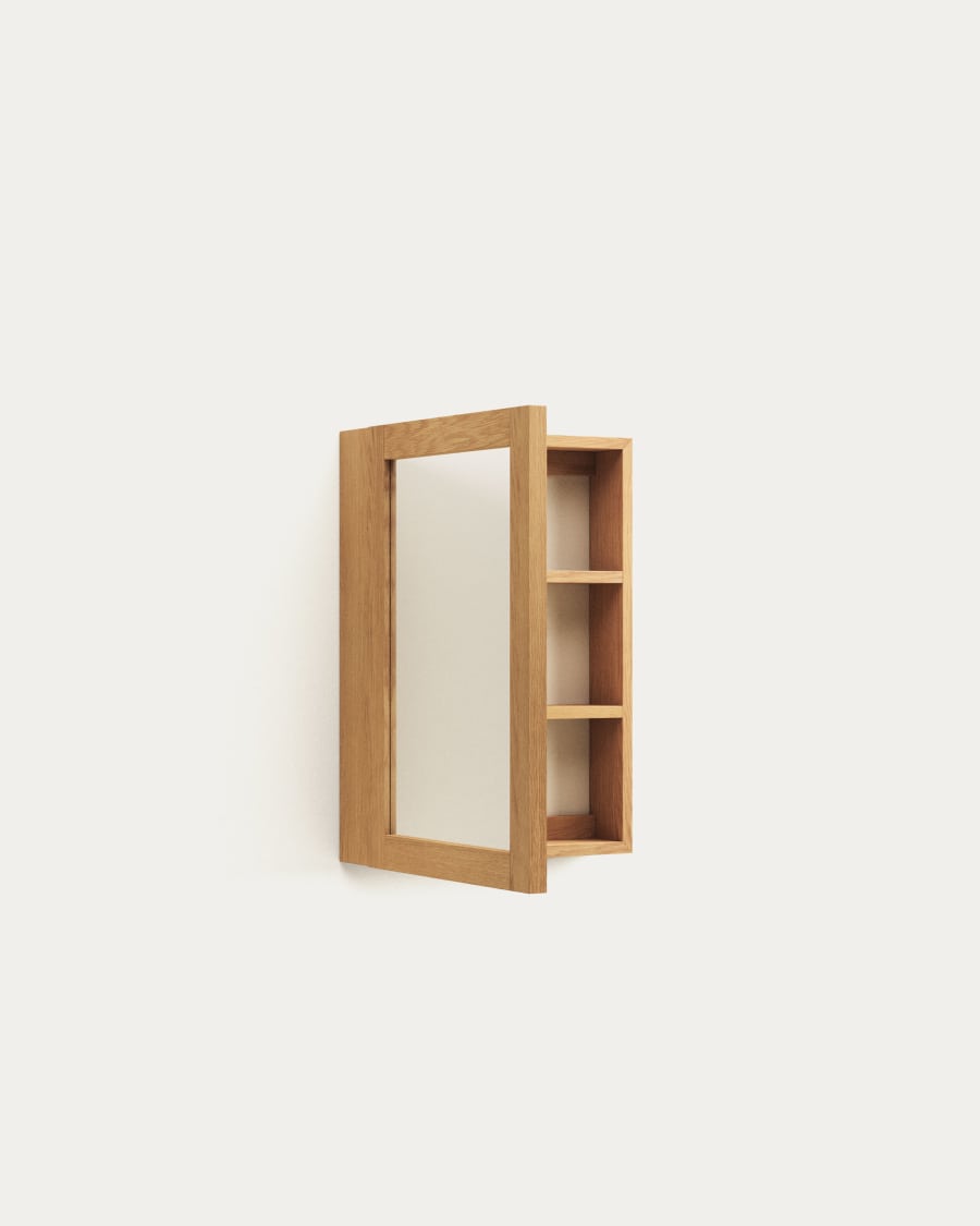 Armoire de toilette avec miroir Kenta en bois de teck 50 x 70 cm