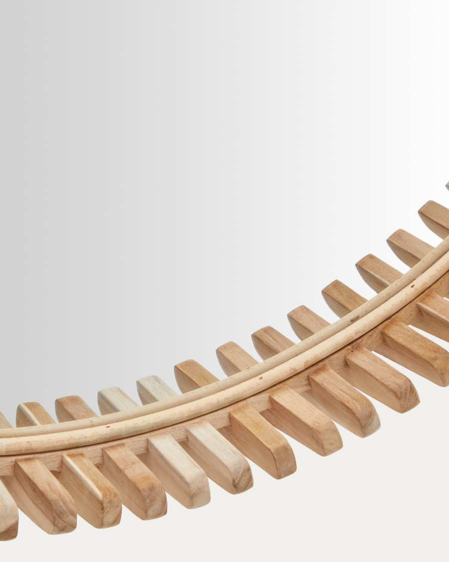Polke Teak Wood Mirror Ø 80 cm
