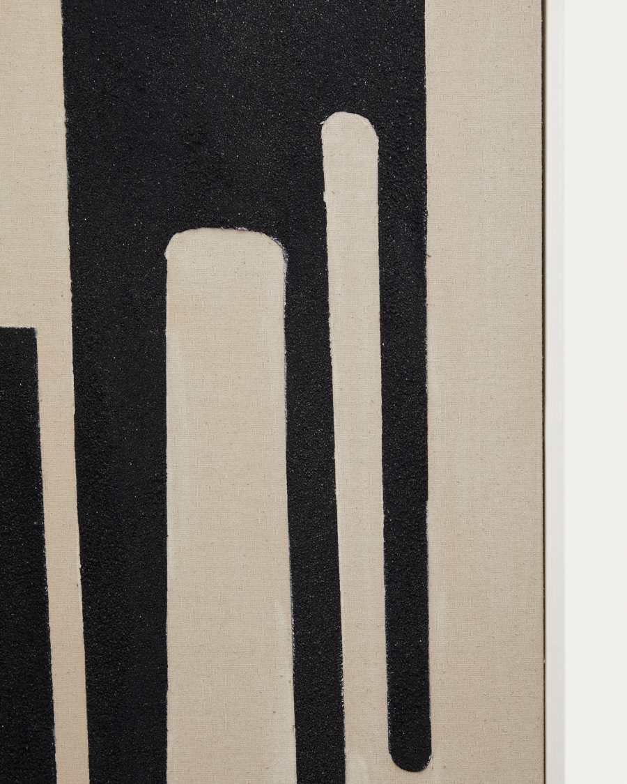 Salmi abstract painting in beige and black linen 140 x 90 cm