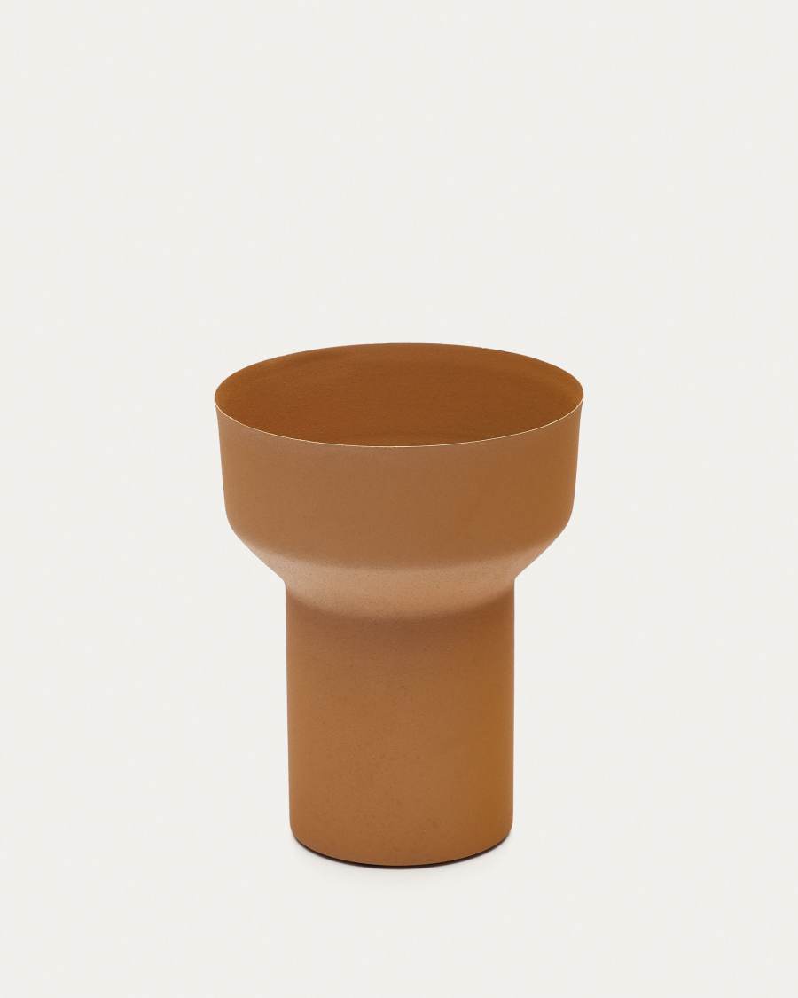 Fontclara metal vase in mustard, 25 cm