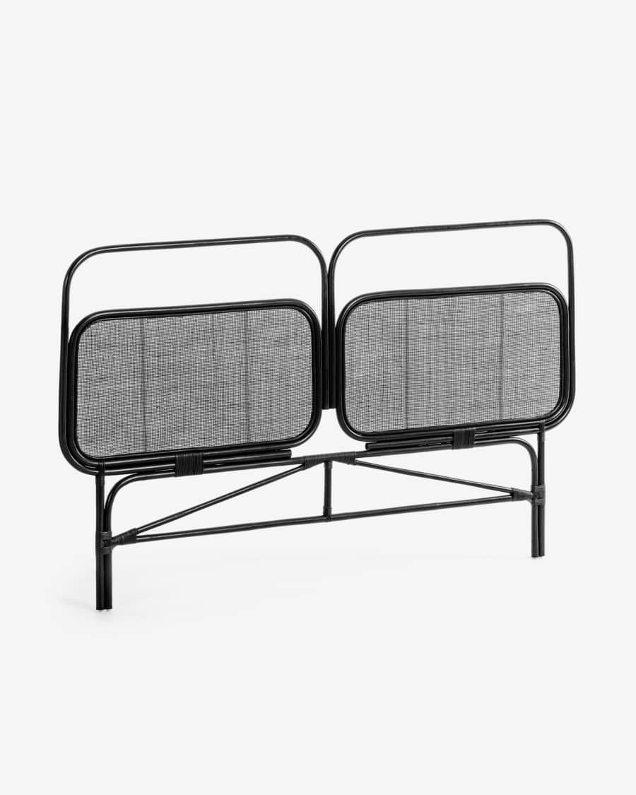 Margaret rattan headboard with a black finish, for 160 cm beds